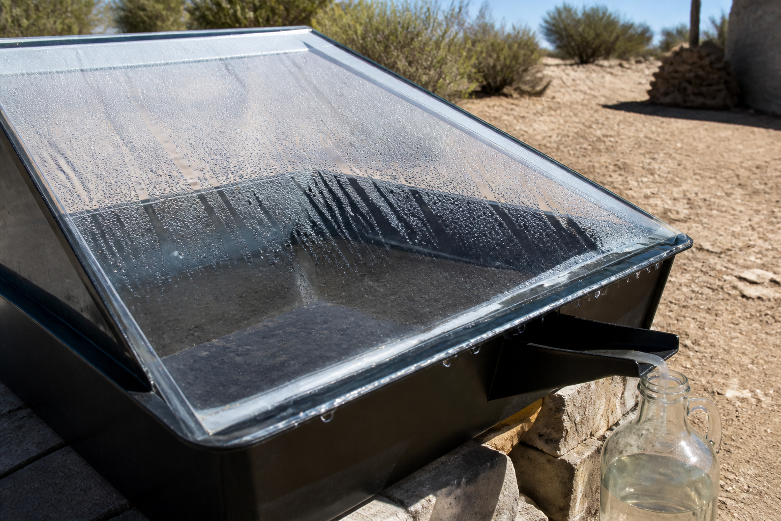 Solar basin still in sunlight